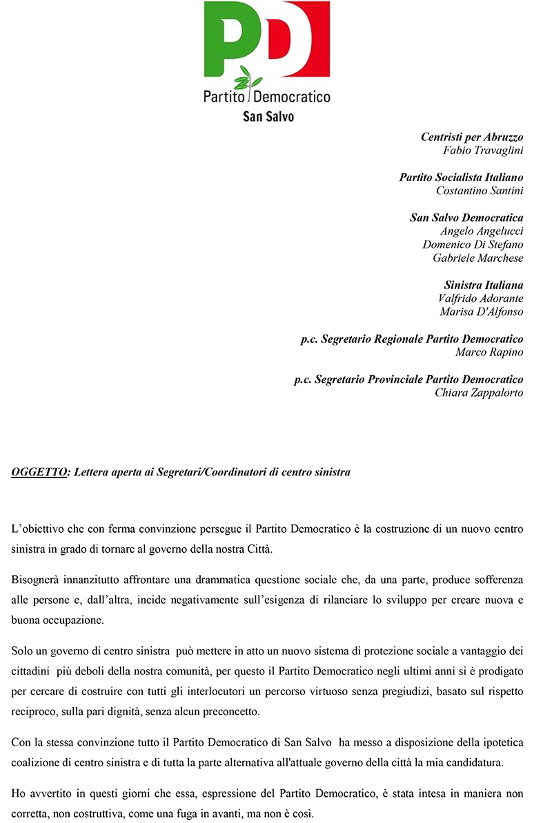 lettera pd ai segretari 1